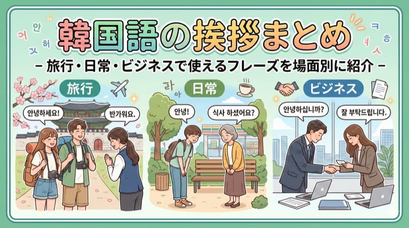 韓国語の挨拶まとめ – 旅行・日常・ビジネスで使えるフレーズを場面別に紹介